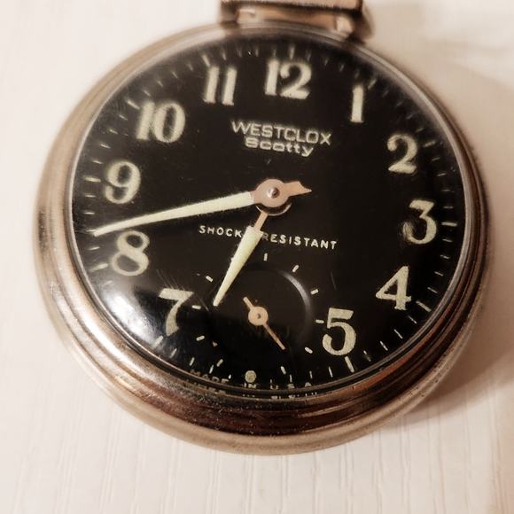 Westclock Scotty Vintage Pocket Watch Shock Resistant Black Face Analog Manual - Picture 5 of 5